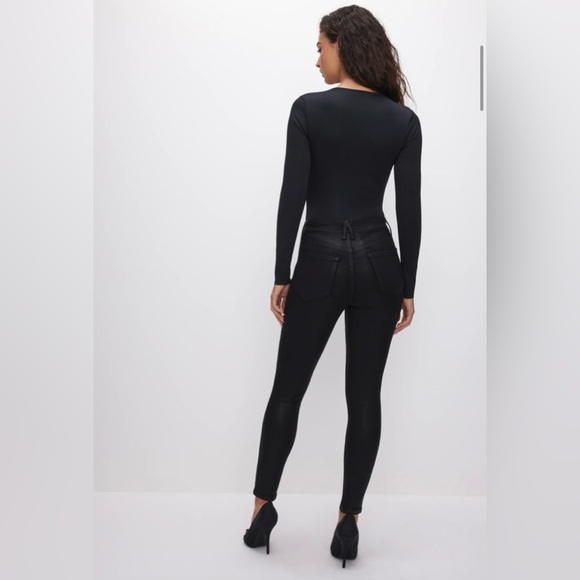 NWT GOOD AMERICAN Good Legs Black coated skinny jeans size 4/27 - Picture 3 of 9